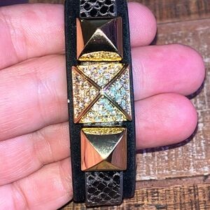 Vintage Juicy Couture Black Leather Cuff Bracelet With Studs